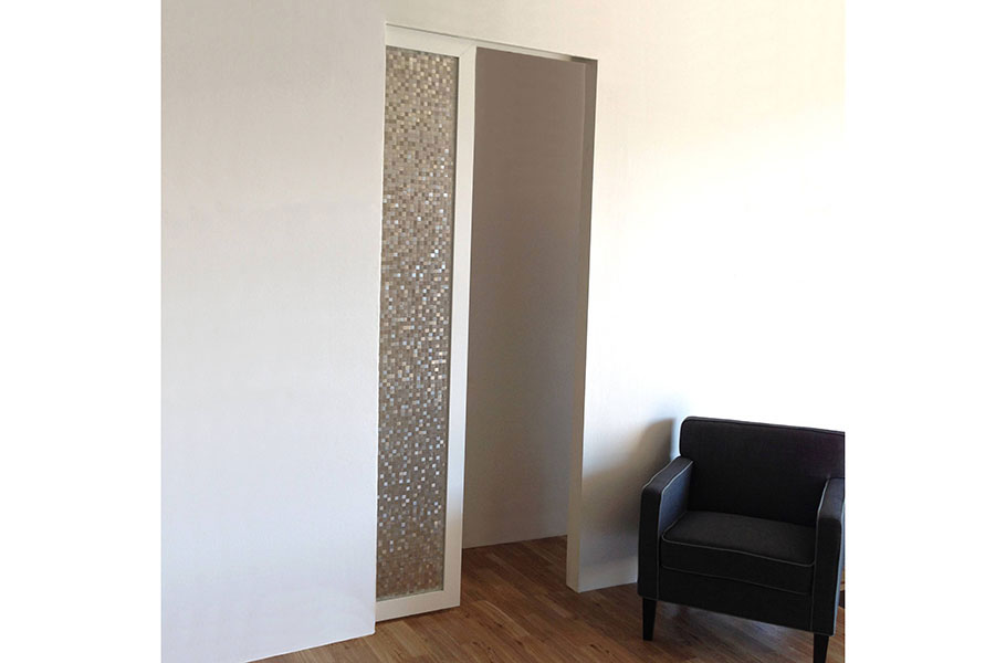 Layered Glass Mosaic Pocket Doors